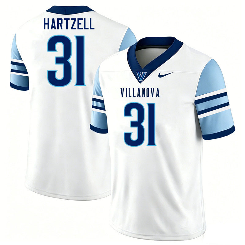 Villanova Wildcats #31 Shane Hartzell College Football Jerseys,Uniforms-White